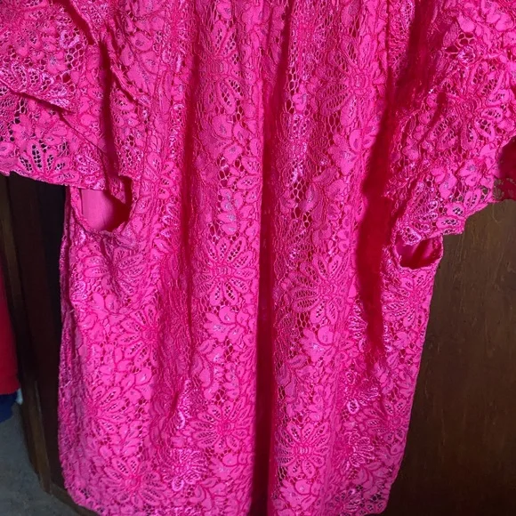 Nanette Lepore Vibrant Pink Lace Blouse - Picture 3 of 3